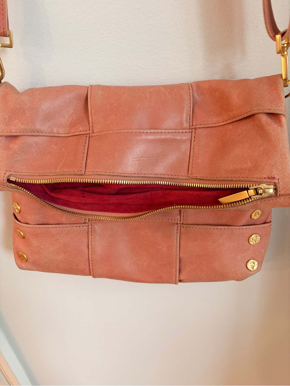 Hammitt Medium VIP Fold-Over Crossbody in
Sorbet Pink with Gold Hardware - Picture 6 of 8